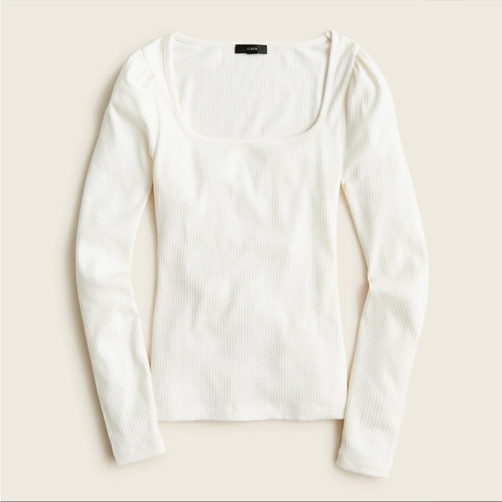 NWT J.Crew Ribbed Stretch-Cotton Squareneck T-shirt